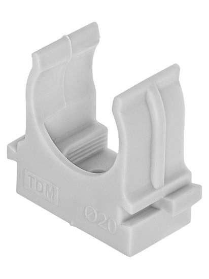 Изображение Крепеж-клипса для трубы 20 мм для прямого монтажа (100 шт.) серая TDM