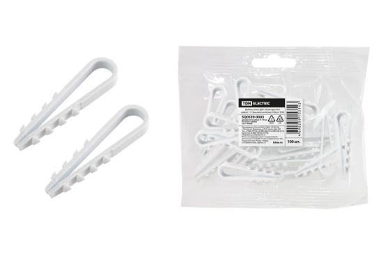 Изображение Дюбель-хомут ДХК-18 для круглого кабеля, 11-18 мм, белый (100 шт) TDM