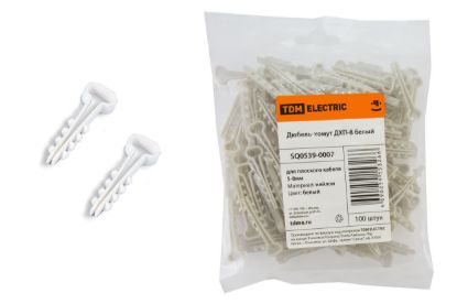 Изображение Дюбель-хомут ДХП-8 для плоского кабеля 5-8мм нейлон белый (100шт) TDM