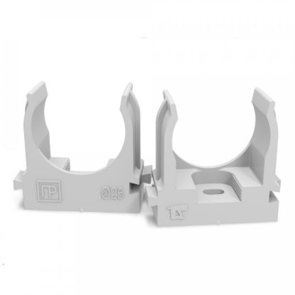 Изображение Крепеж-клипса для труб для прямого монтажа серая в п/э d25 мм (100шт/700шт уп/кор) Промрукав