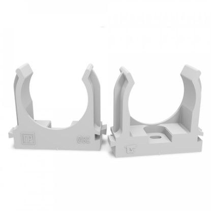 Изображение Крепеж-клипса для труб для прямого монтажа серая в п/э d32 мм (25шт/500шт уп/кор) Промрукав