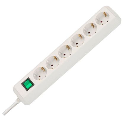 Изображение Сетевой фильтр 13 500 А; 6 розеток; кабель 1,5 метра; белый