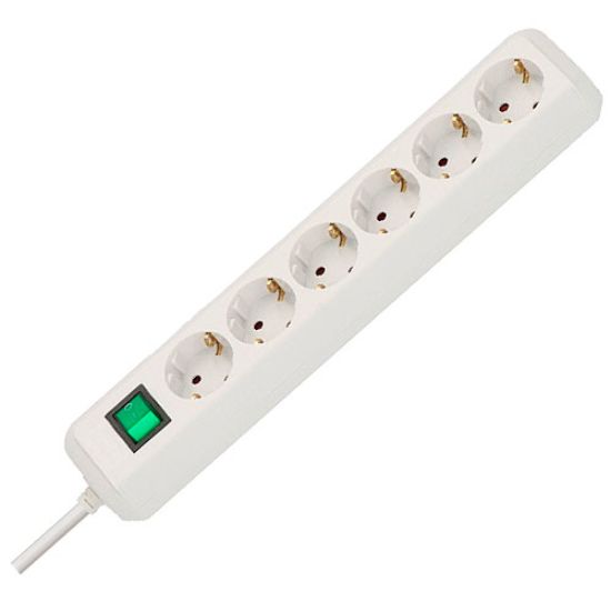 Изображение Сетевой фильтр 13 500 А; 6 розеток; кабель 1,5 метра; белый