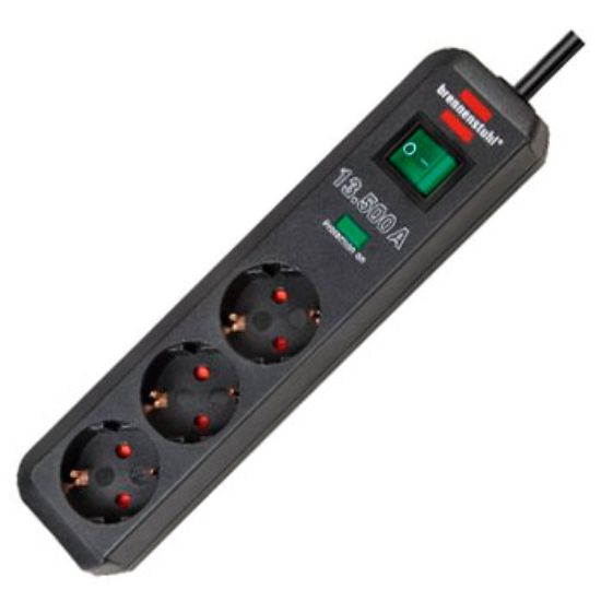 Изображение Сетевой фильтр Eco-Line 13 500 А; 3 розетки; кабель 1,5 метра; антрацитовый