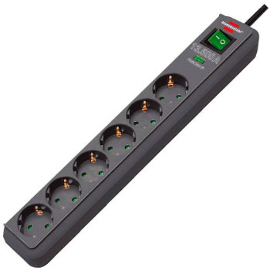 Изображение Сетевой фильтр Eco-Line 13 500 А; 6 розеток; кабель 1,5 метра; черный