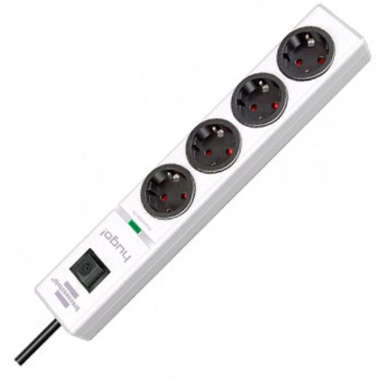 Изображение Сетевой фильтр hugo! 19.5 А; 4 розетки; кабель 2 метра; белый