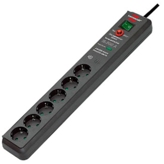 Изображение Сетевой фильтр Secure-Tec 19 500 А; 6 розеток; кабель 3 метра