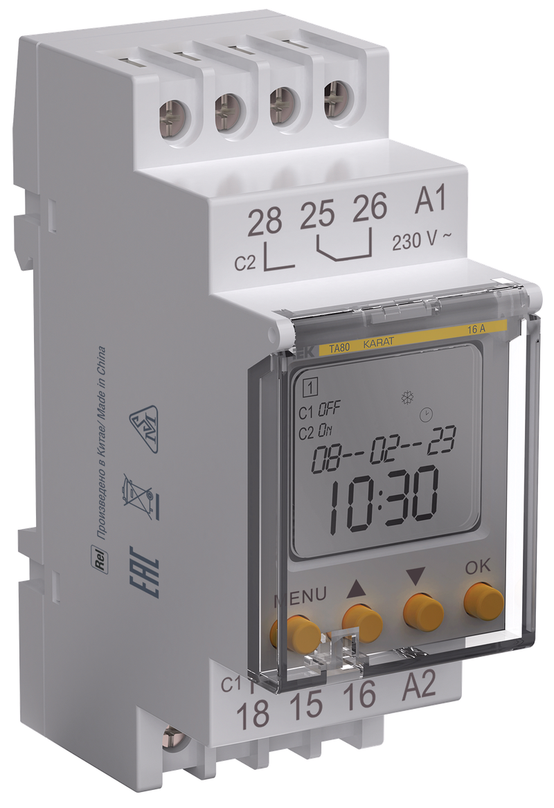 Изображение KARAT Таймер ТА80 астрономический 16А 230В на DIN-рейку IEK