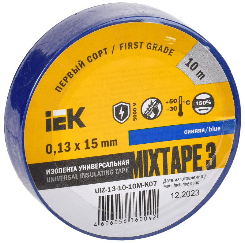 Изображение MIXTAPE BASIC Изолента 0,13х15мм синяя 10м IEK
