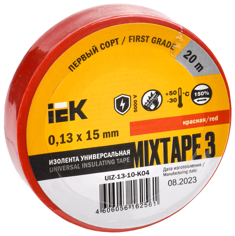 Изображение MIXTAPE BASIC Изолента 0,13х15мм красная 20м IEK