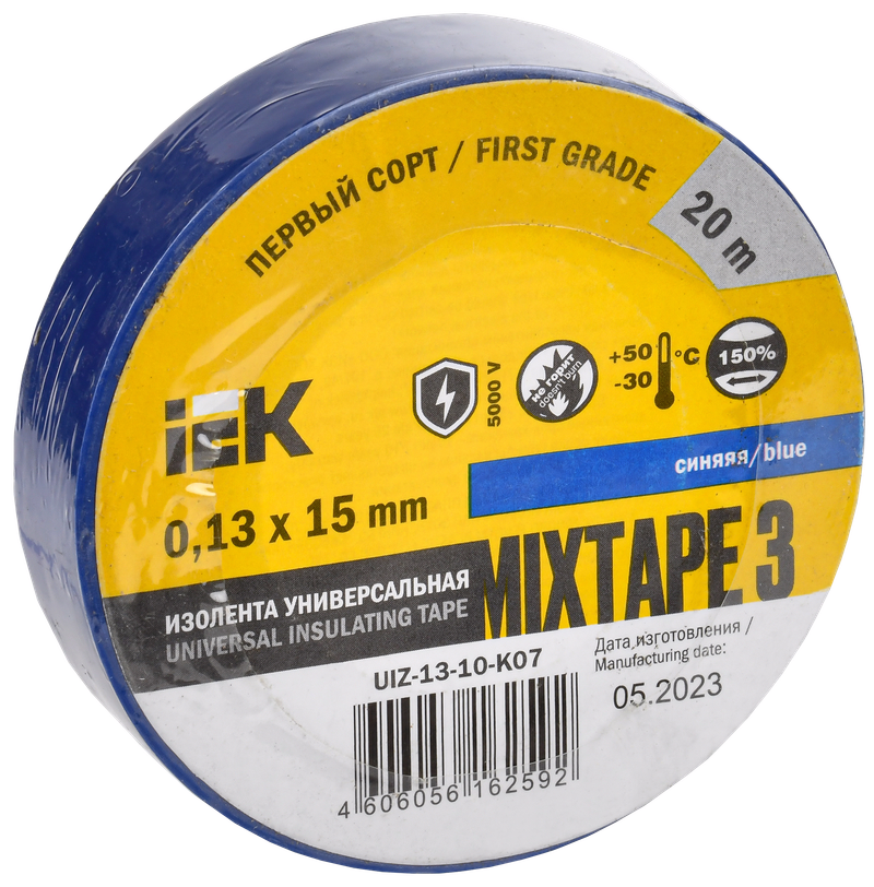 Изображение MIXTAPE BASIC Изолента 0,13х15мм синяя 20м IEK