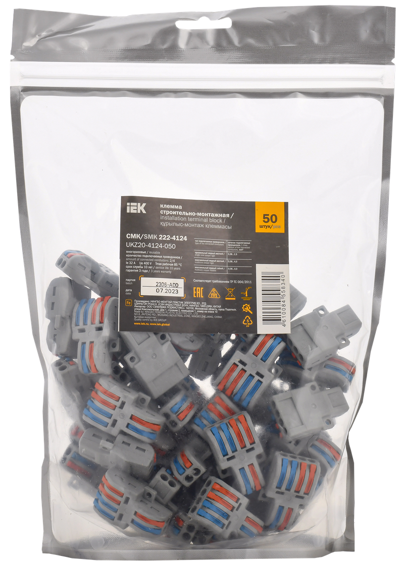 Изображение Строительно-монтажная клемма СМК 222-4124 проходная разветвительная (50шт/упак) IEK