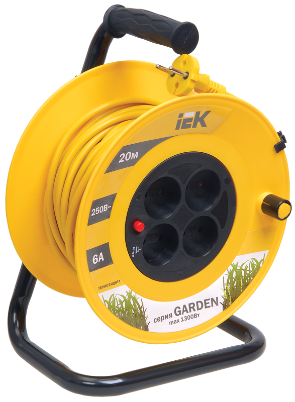 Изображение Катушка УК20 4 места без заземления с термозащитой 2х0,75мм2 "Garden" 20м IEK