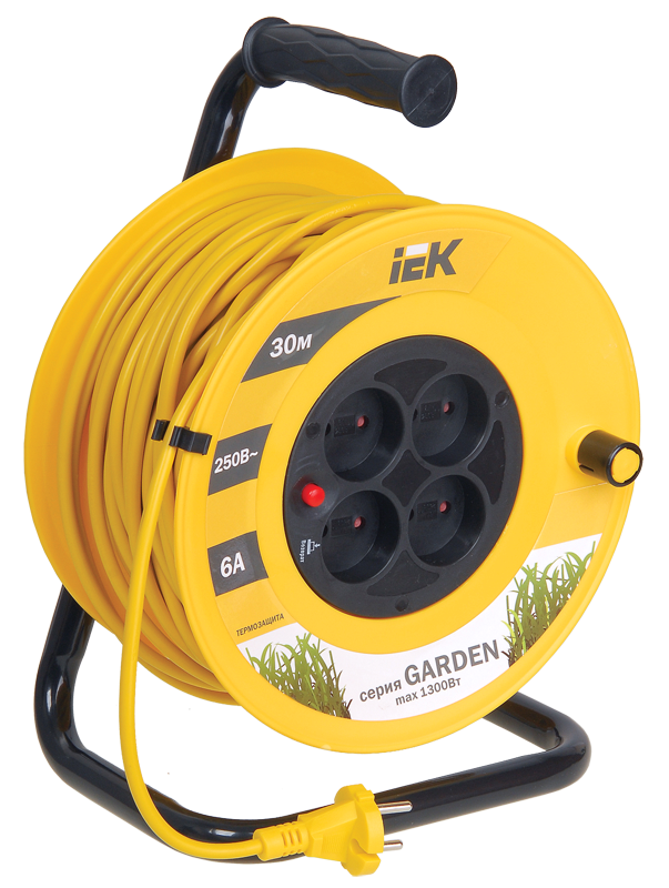 Изображение Катушка УК30 4 места без заземления с термозащитой 2х0,75мм2 "Garden" 30м IEK