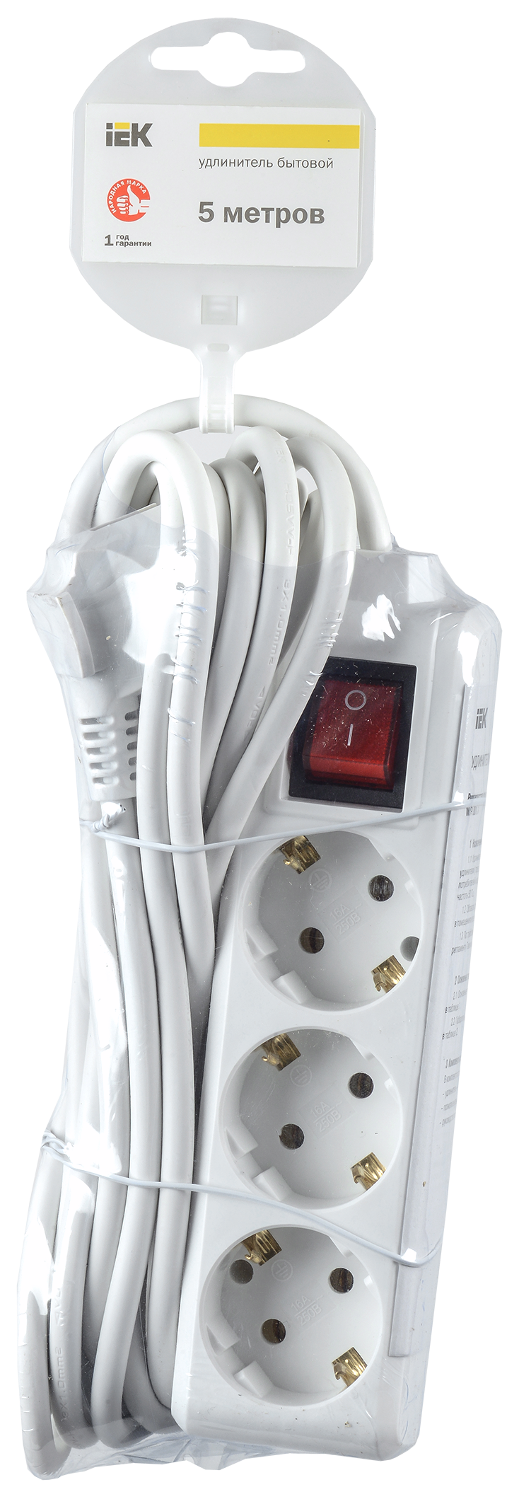 Изображение Удлинитель У03К 3 места с заземлением 5м 3х1мм2 16А/250 IEK