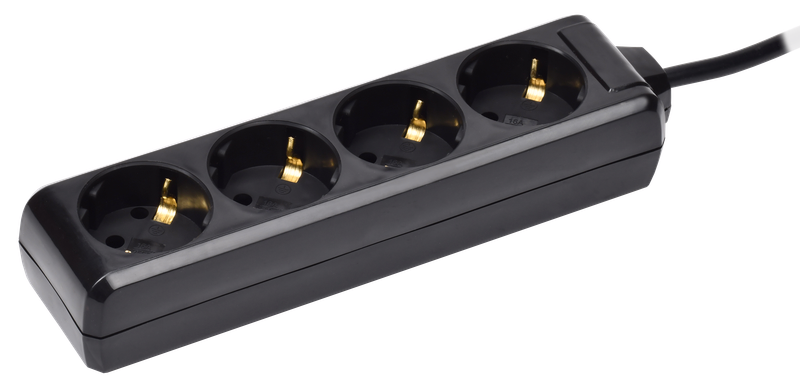 Изображение Удлинитель У04 4 места с заземлением 3м 3х1мм2 16А/250В черный IEK