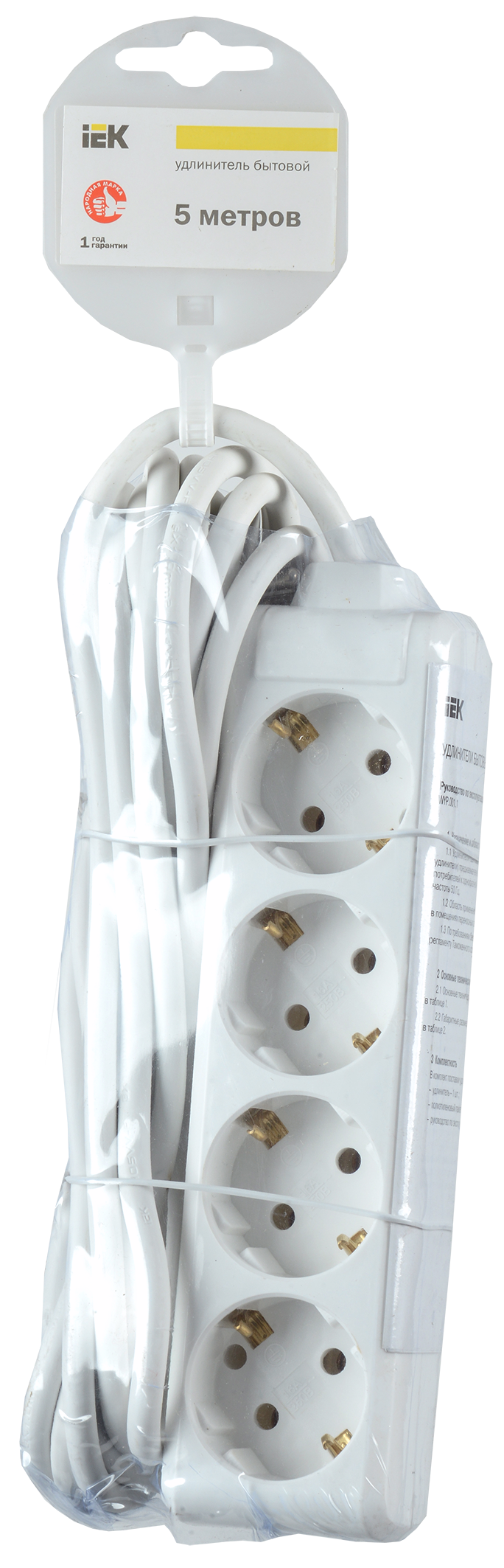 Изображение Удлинитель У04 4 места с заземлением 5м 3х1мм2 16А/250 IEK
