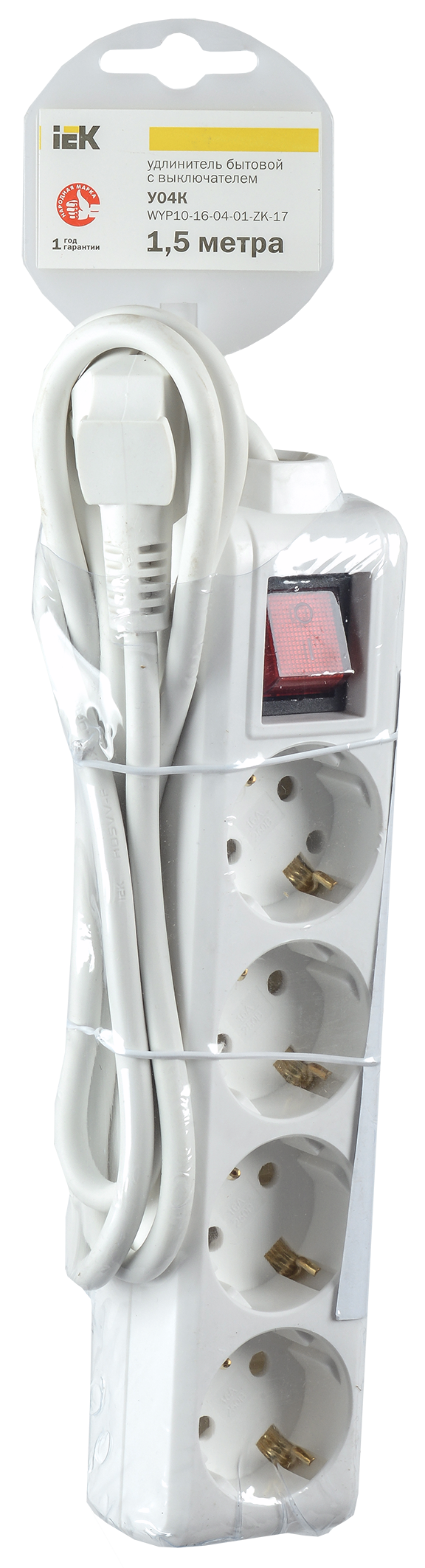 Изображение Удлинитель У04К 4 места с заземлением 3м 3х1мм2 16А/250 IEK