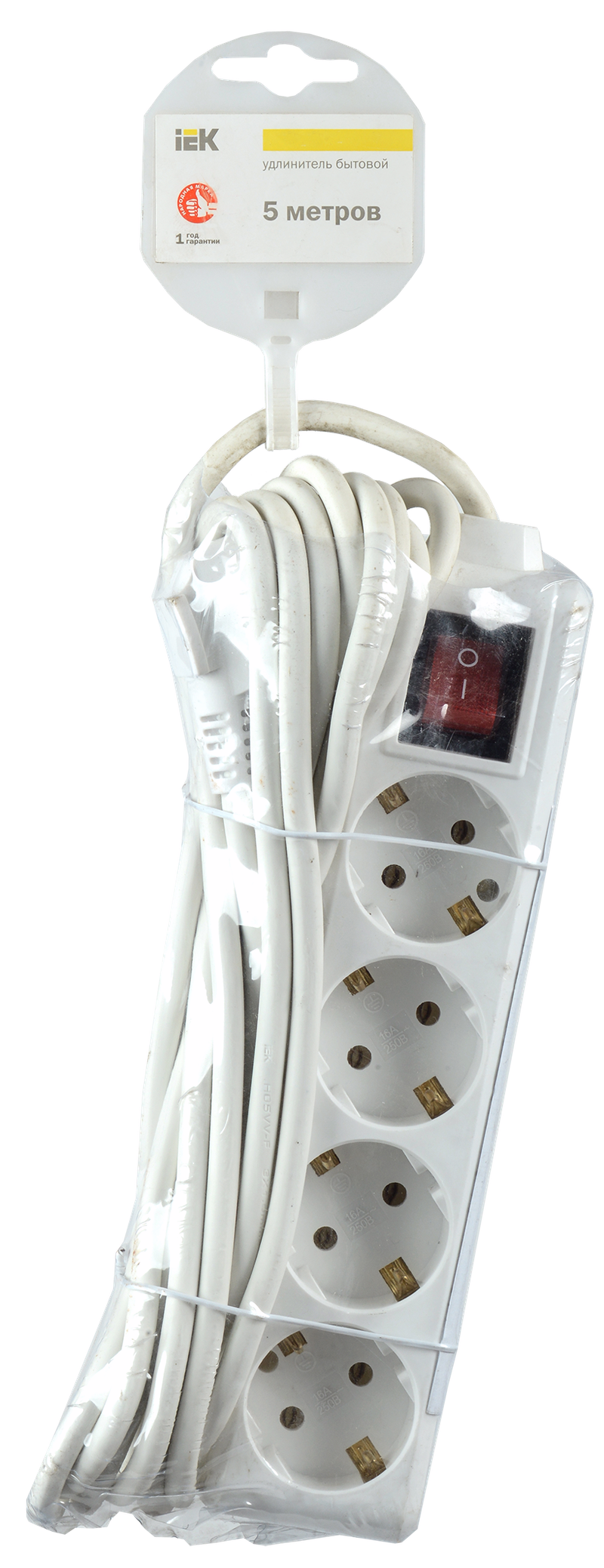 Изображение Удлинитель У04К 4 места с заземлением 5м 3х1мм2 16А/250 IEK