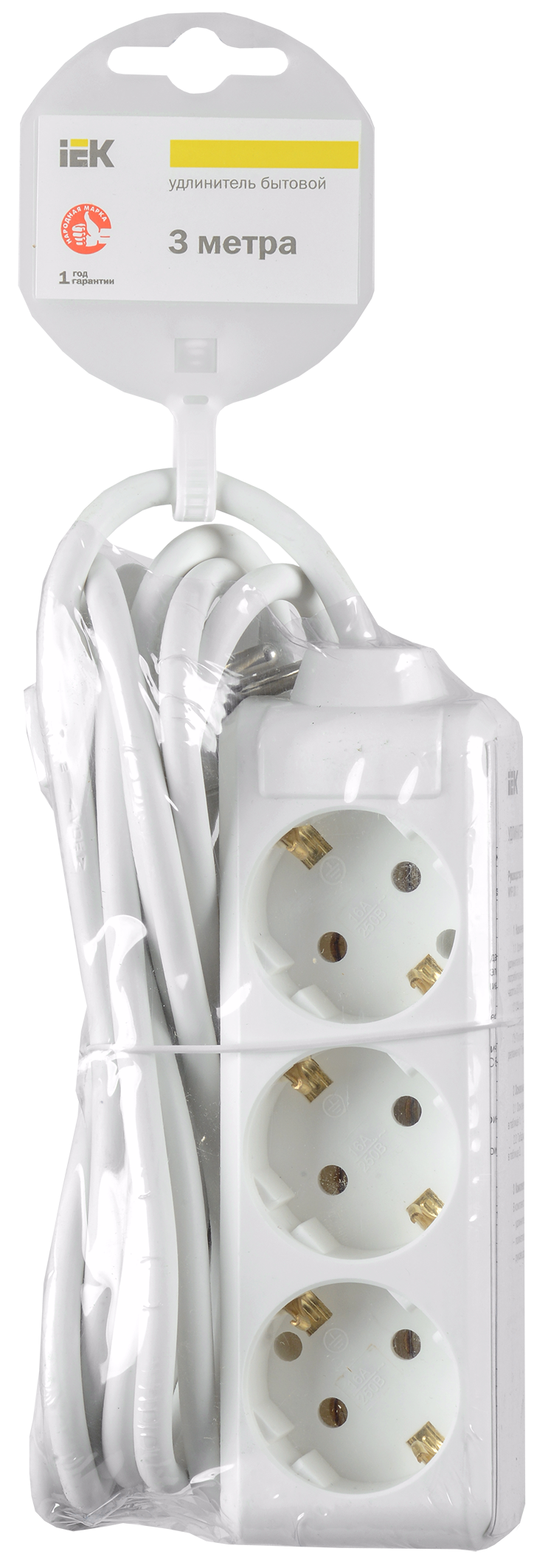Изображение Удлинитель У03 3 места с заземлением 3м 3х1мм2 16А/250 IEK