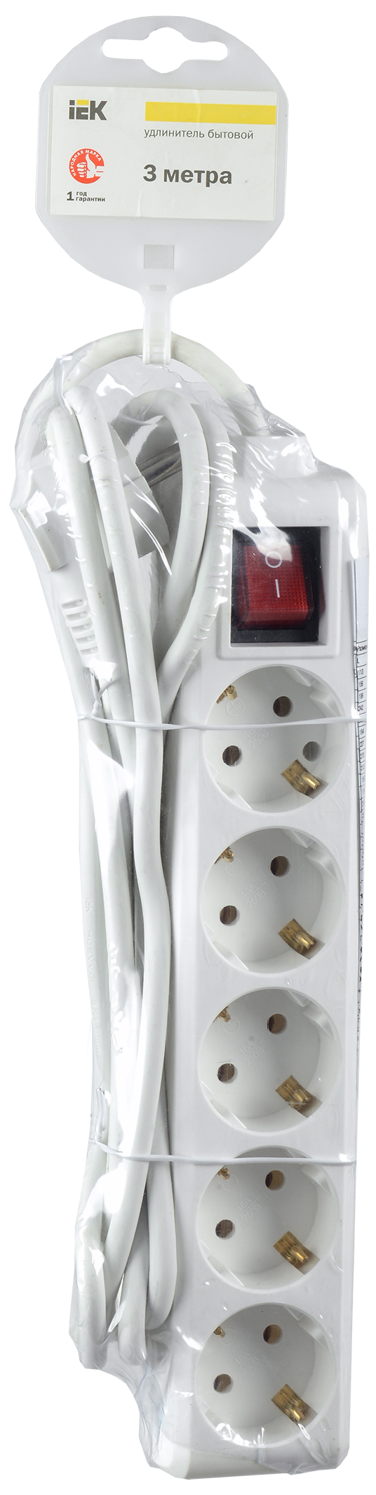Изображение Удлинитель У05К 5 мест с заземлением 3м 3х1мм2 16А/250 IEK