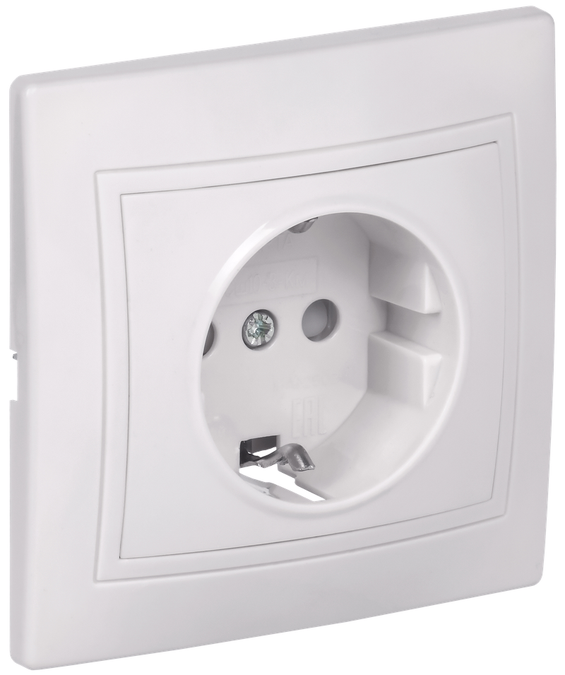 Изображение KVARTA Розетка 1-местная с заземлением без защитных шторок 16А РС10-3-КБ белый GENERICA