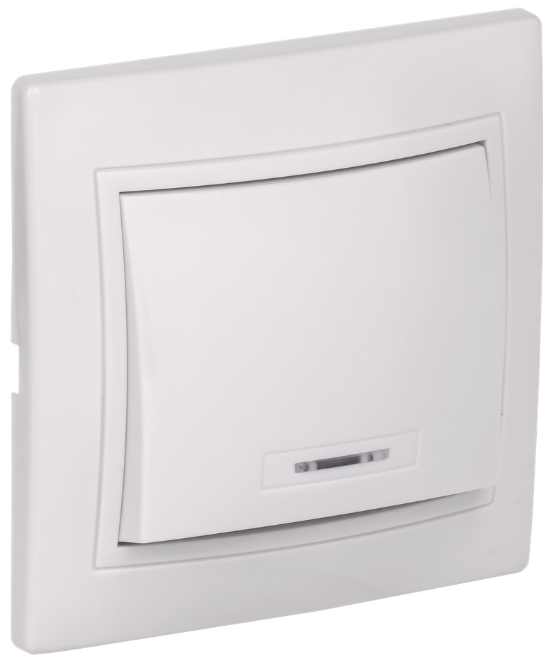 Изображение KVARTA Выключатель 1-клавишный с индикацией 10А ВС10-1-1-КБ белый GENERICA