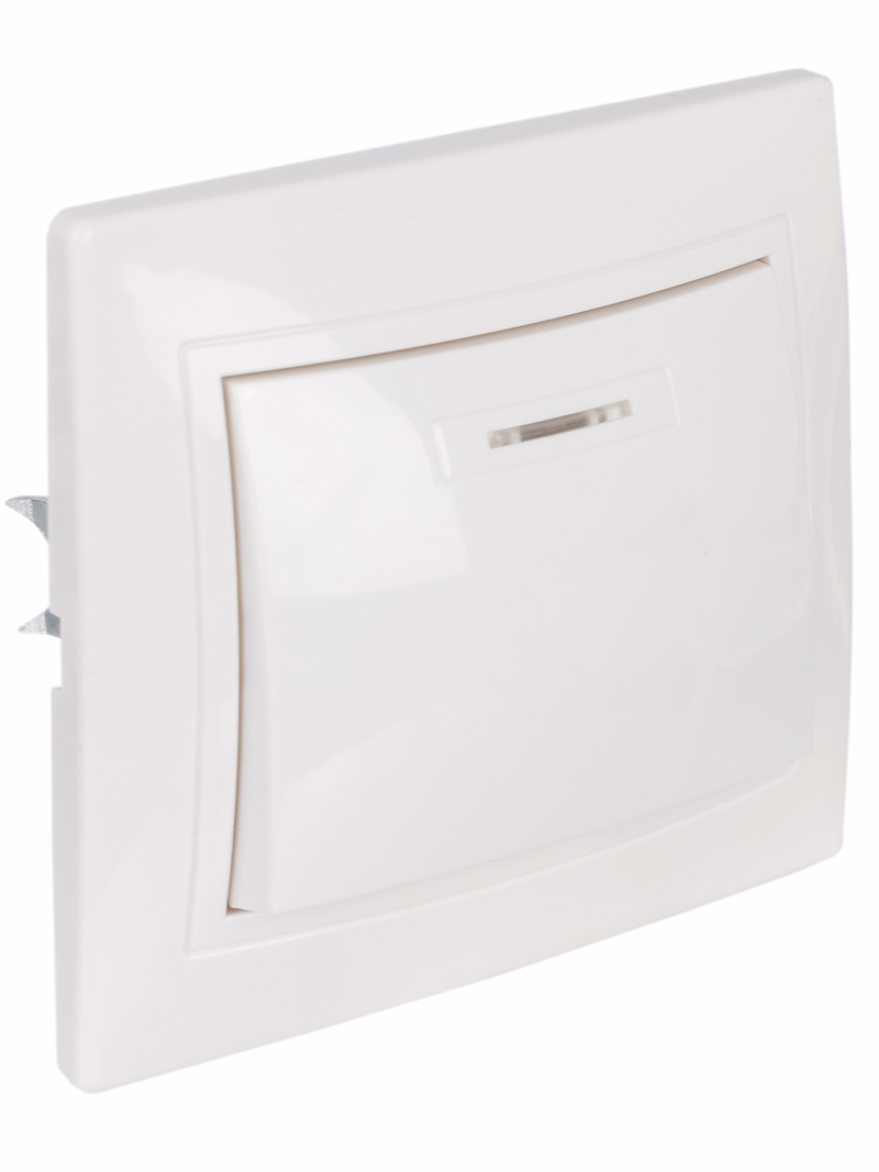 Изображение KVARTA Выключатель 1-клавишный с индикацией 10А ВС10-1-1-КБ белый GENERICA