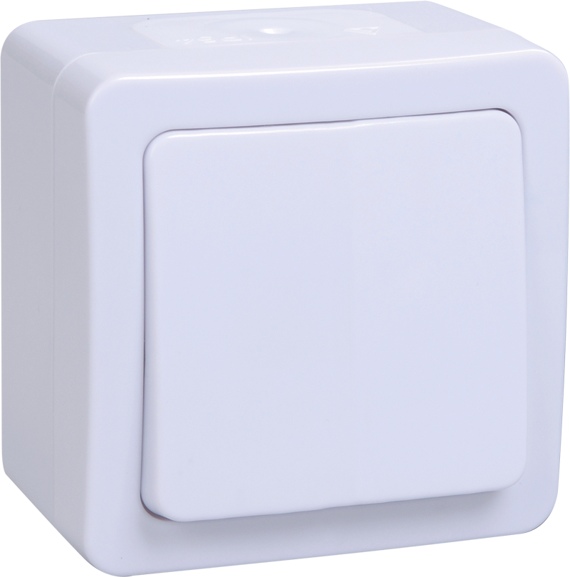 Изображение Выключатель 1-клавишный для открытой установки проходной ВСп20-1-0-ГПБ IP54 ГЕРМЕС PLUS (цвет клавиши: белый) IEK