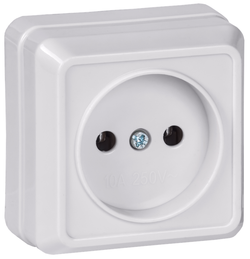 Изображение OKTAVA Розетка 1-местная без заземления для открытой установки 10А РС20-2-ОБ белый GENERICA