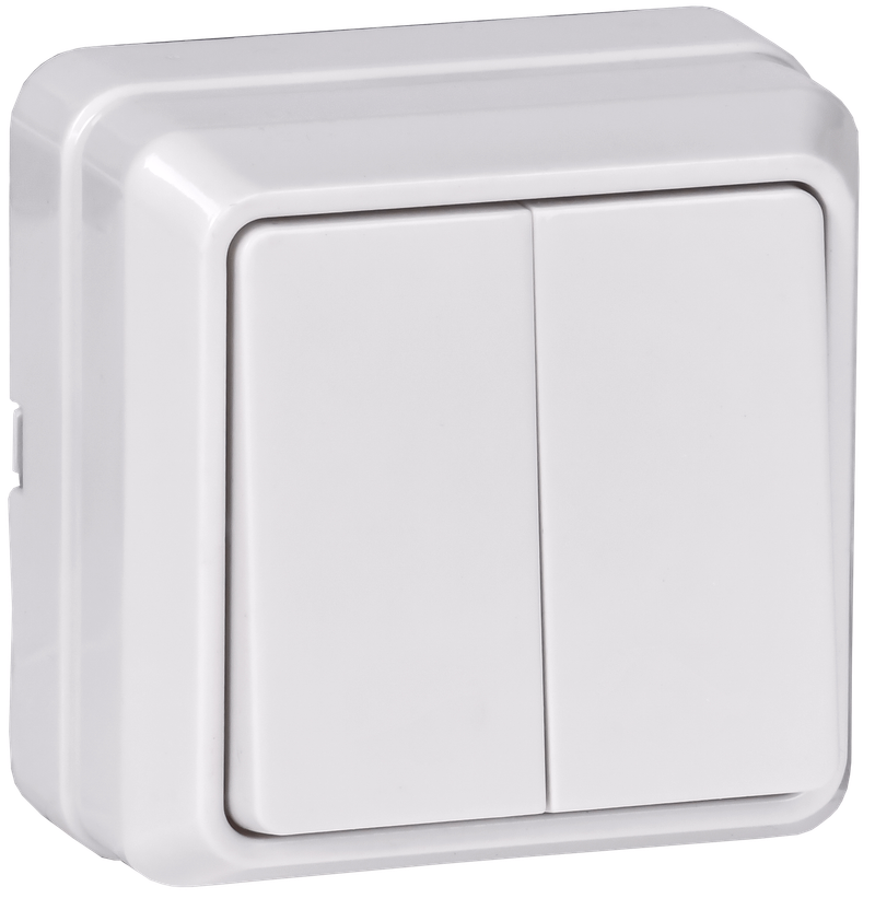 Изображение OKTAVA Выключатель 2-клавишный для открытой установки 10А ВС20-2-0-ОБ белый GENERICA