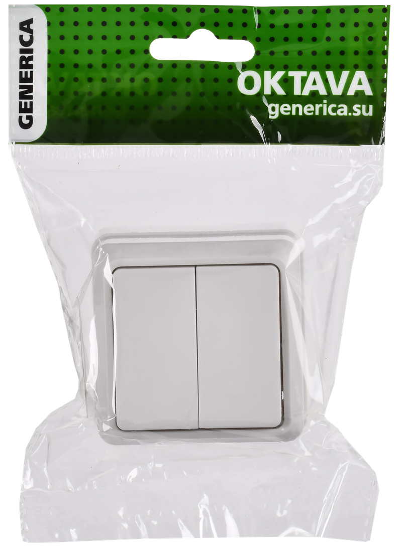 Изображение OKTAVA Выключатель 2-клавишный для открытой установки 10А ВС20-2-0-ОБ белый GENERICA