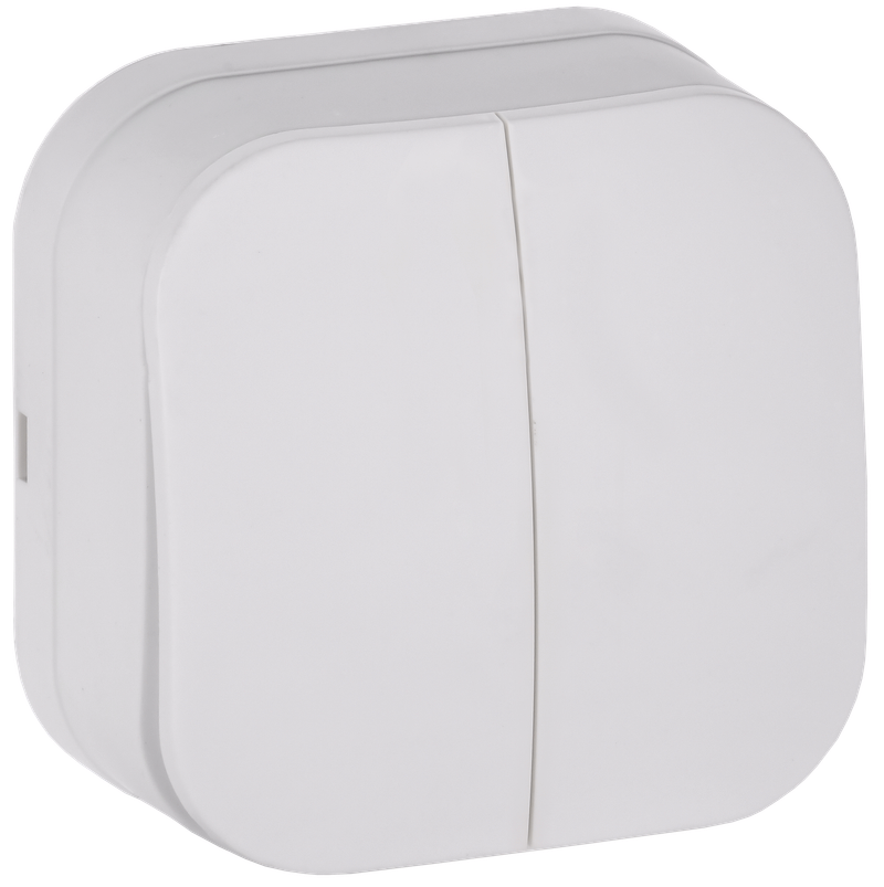 Изображение GLORY Выключатель 2-клавишный для открытой установки 10А ВС20-2-0-ХБм белый матовый IEK