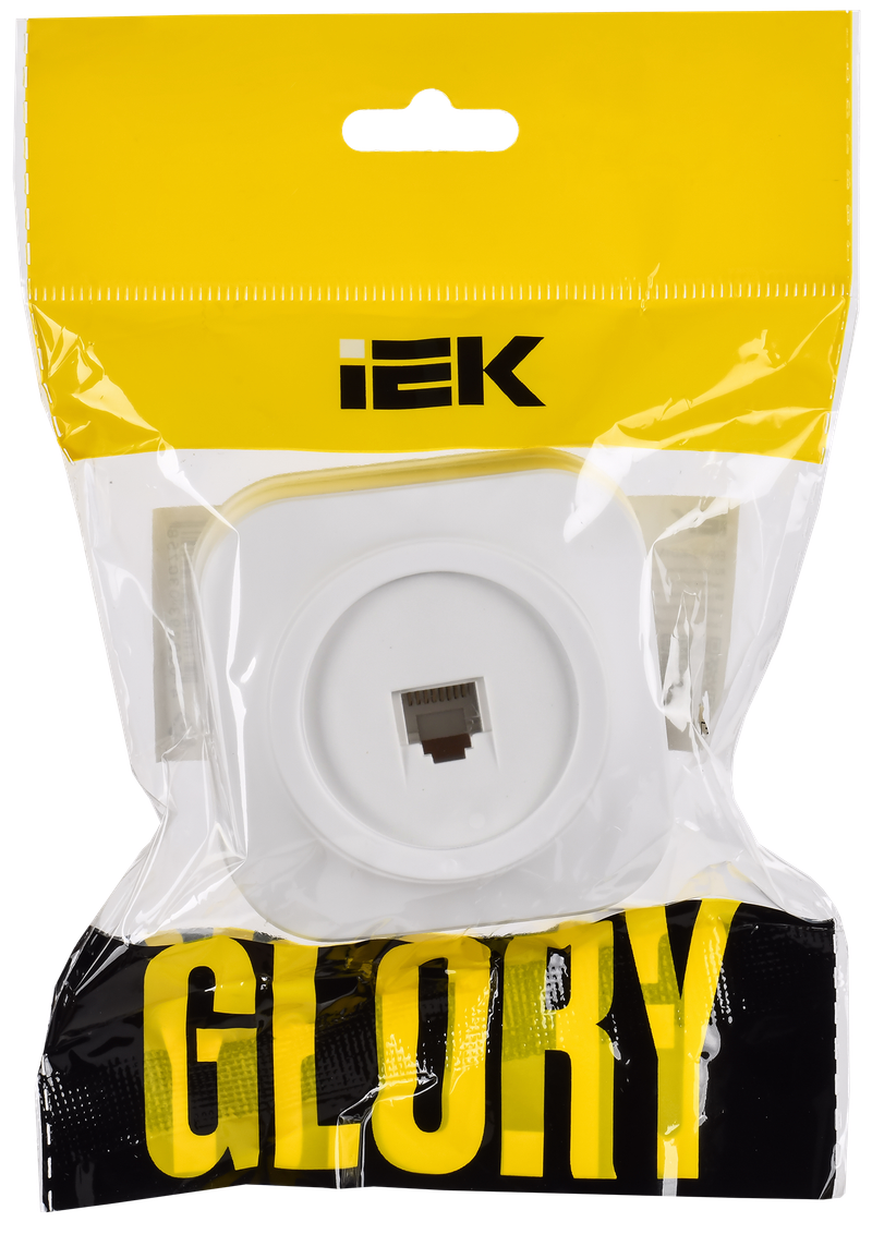 Изображение GLORY Розетка для открытой установки компьютерная RJ45 кат.5E РК10-ХБм белый матовый IEK