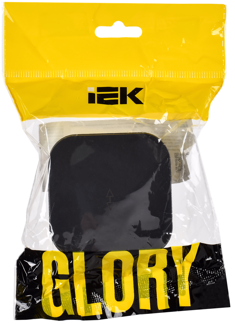 Изображение GLORY Выключатель 1-клавишный для открытой установки проходной 10А ВСп10-1-0-ХЧм черный матовый IEK