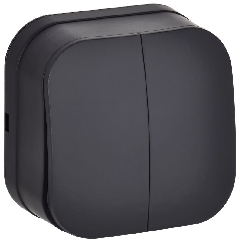 Изображение GLORY Выключатель 2-клавишный для открытой установки 10А ВС20-2-0-ХЧм черный матовый IEK