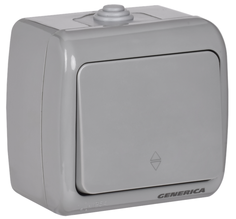 Изображение AQUATIC Выключатель 1-клавишный проходной для открытой установки 10А IP54 ВС-20-1-2-А GENERICA