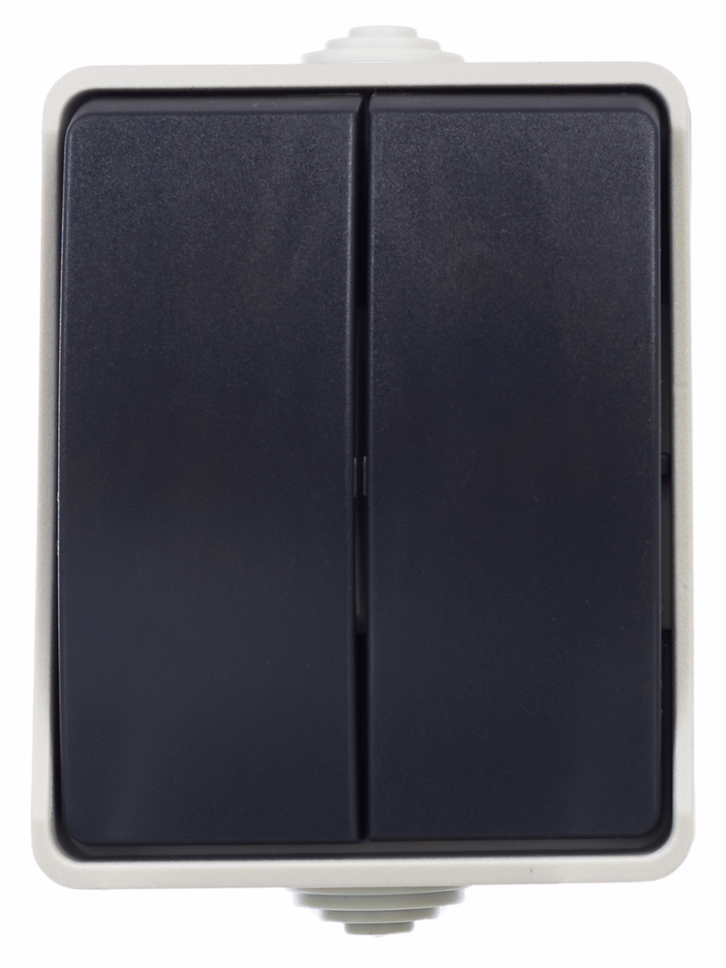 Изображение FORS Выключатель 2-клавишный для открытой установки 10А IP54 ВС20-2-0-ФСр серый IEK