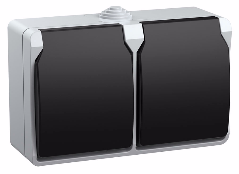 Изображение FORS Розетка 2-местная с заземлением для открытой установки 16А IP54 РСб22-3-ФСр серый IEK