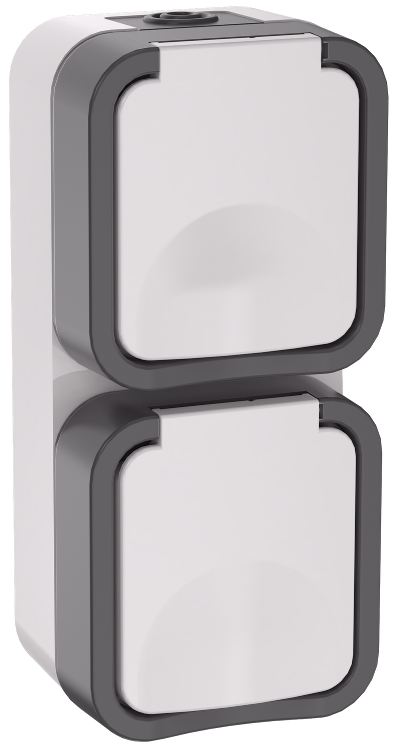 Изображение TORS Розетка 2-местная вертикальная 16А IP55 TS232 серо-белый IEK