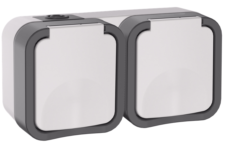 Изображение TORS Розетка 2-местная горизонтальная 16А IP55 TS222 серо-белый IEK