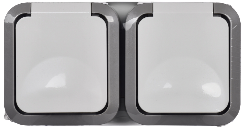 Изображение TORS Розетка 2-местная горизонтальная 16А IP55 TS222 серо-белый IEK