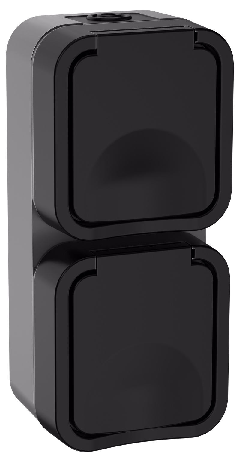 Изображение TORS Розетка 2-местная вертикальная 16А IP55 TS132 графит IEK