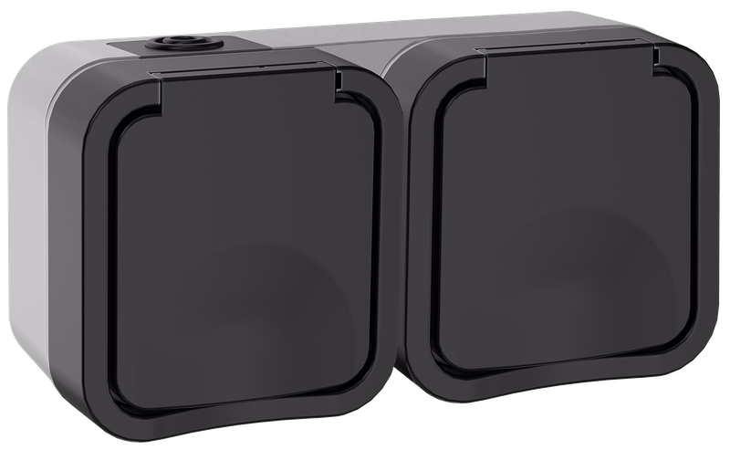 Изображение TORS Розетка 2-местная горизонтальная 16А IP55 TS122 графит IEK