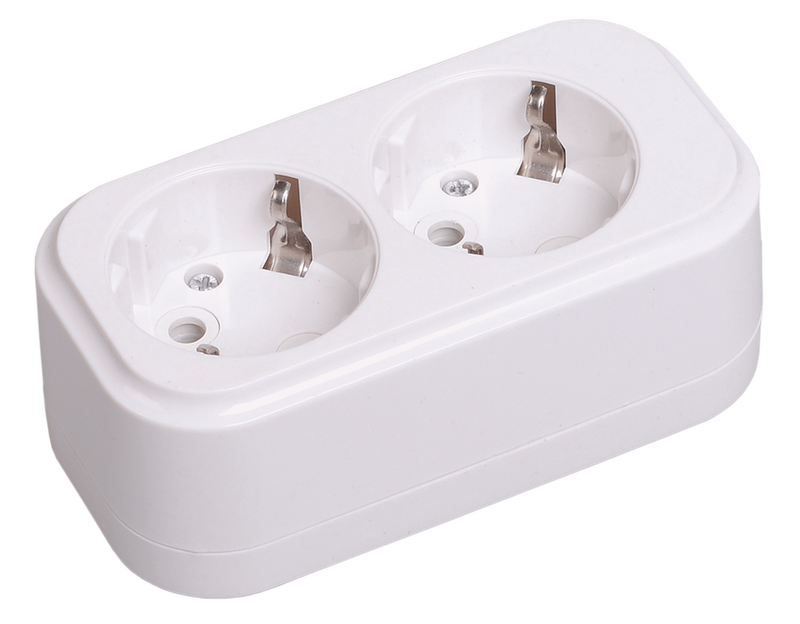 Изображение Розетка переносная разборная с заземлением К02 2 места CLASSIC IEK