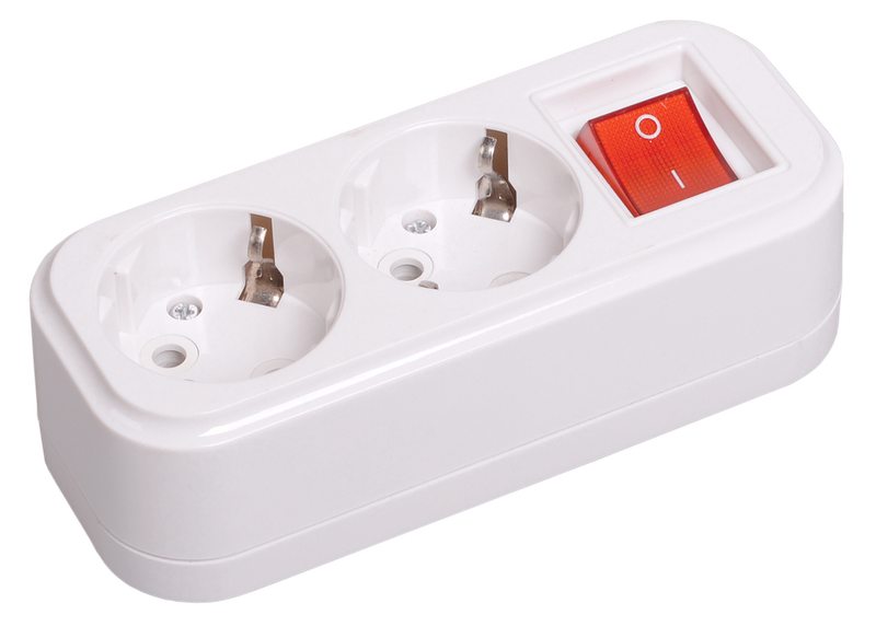 Изображение Розетка переносная разборная с заземлением с выключателем К02В 2 места CLASSIC IEK