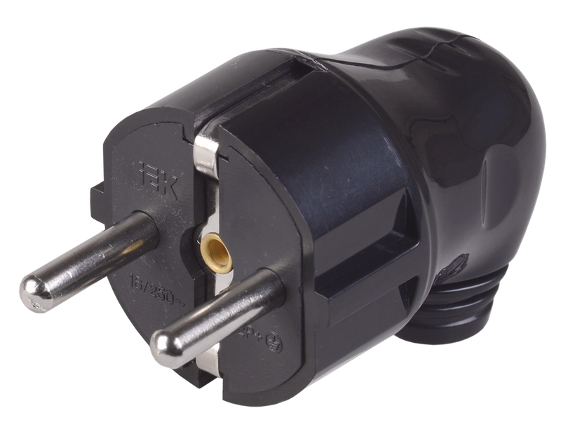 Изображение Вилка разборная угловая ВПу11-02-Ст с заземляющим контактом 16А черная IEK
