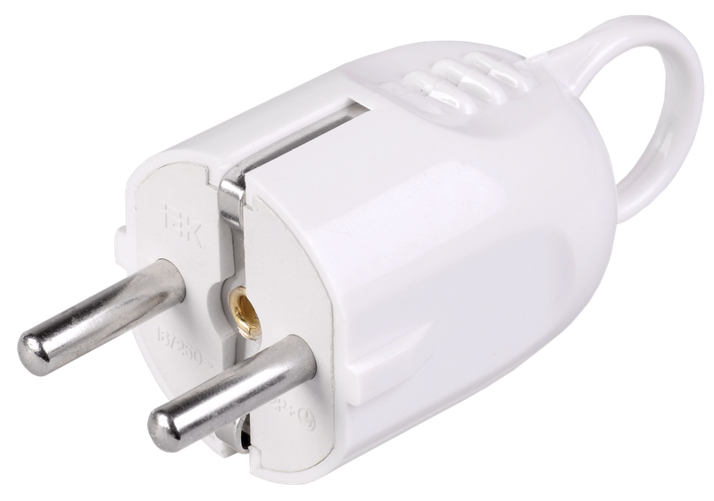 Изображение Вилка разборная угловая ВПу12-01-Ст с заземляющим контактом с кольцом 16А белая IEK