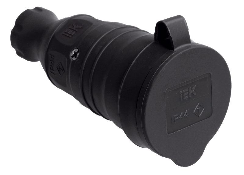 Изображение РБп13-1-0м Розетка с защитной крышкой переносная ОМЕГА IP44 каучук IEK