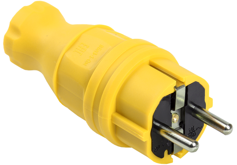 Изображение Вилка прямая ВБп3-1-0м IP44 ОМЕГА каучук жёлтая IEK